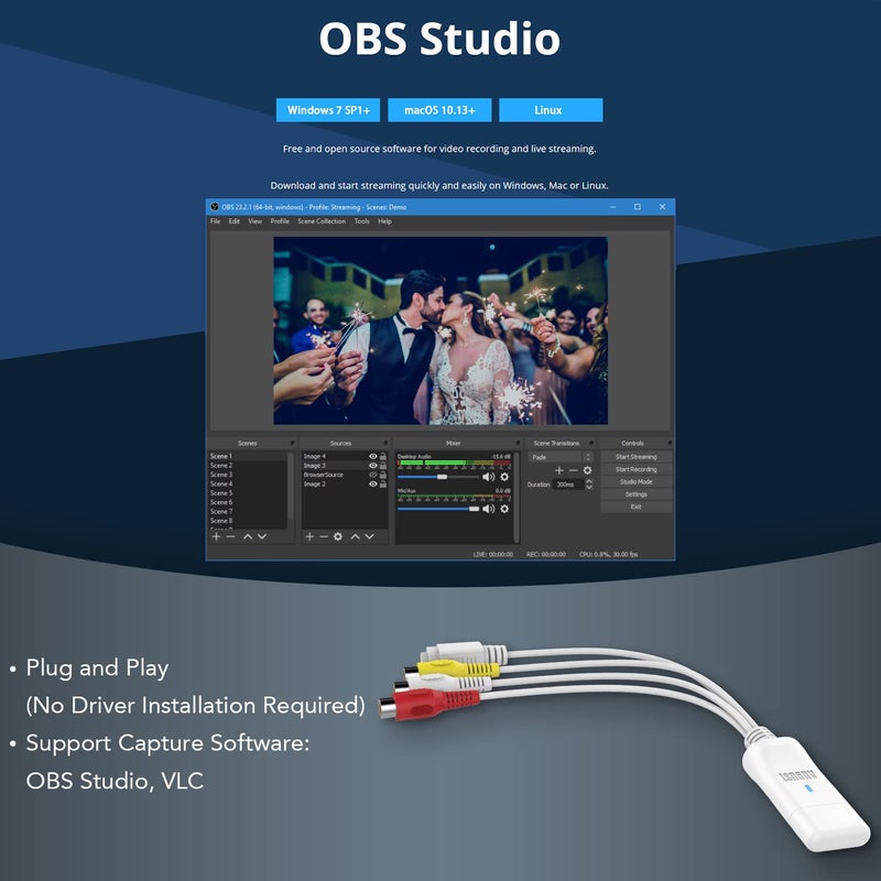 August External USB Video Capture Card VGB300 - Transfer VHS Home Videos to Mac OS and PC Windows - S-Video and Composite in - Image 4